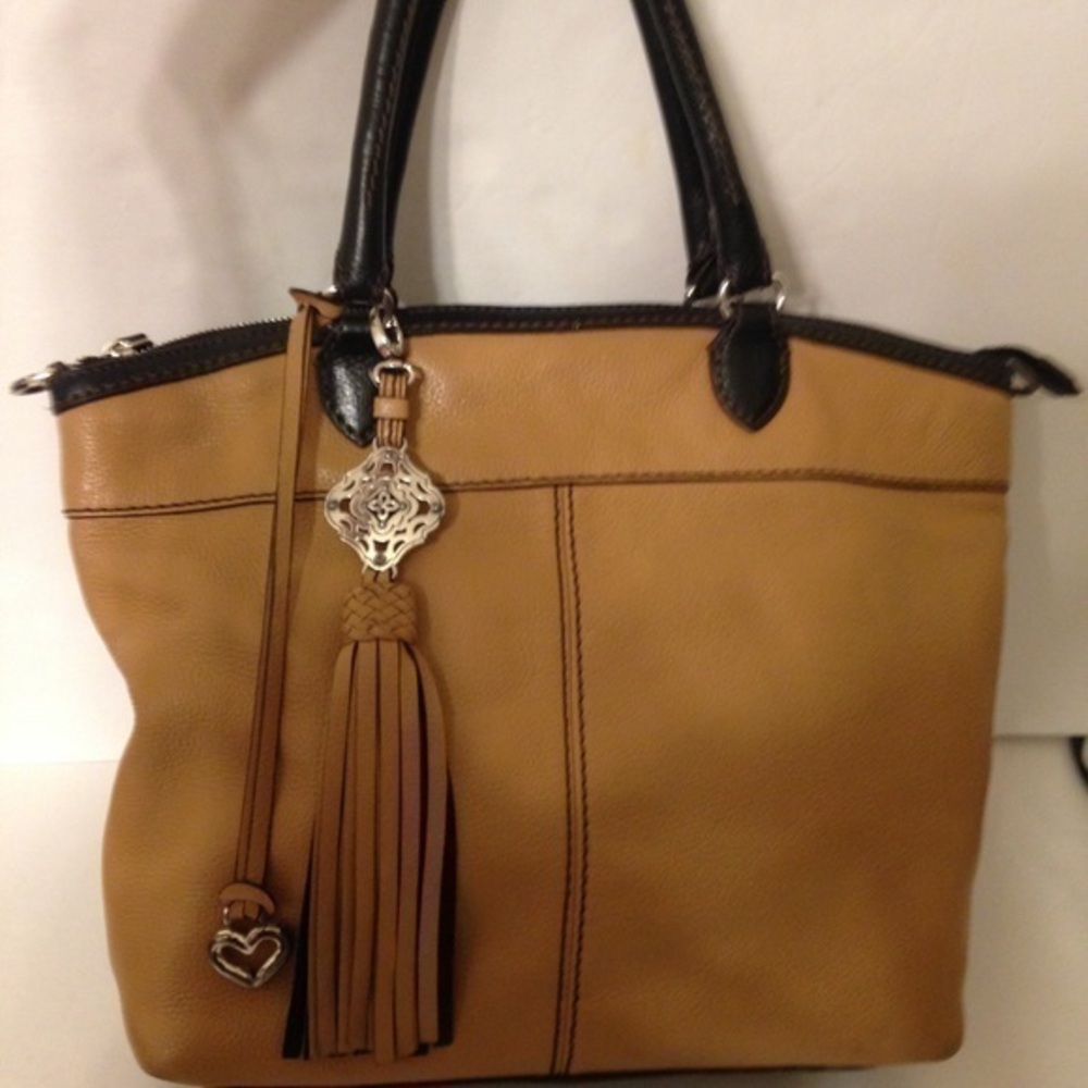 👛 BRIGHTON 👛 leather colorblock tassel tote bag
